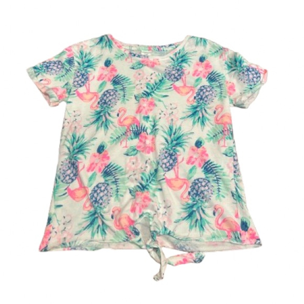 Arizona Jean Co Girls Tropical with Flamingos Shirt Size Large 14